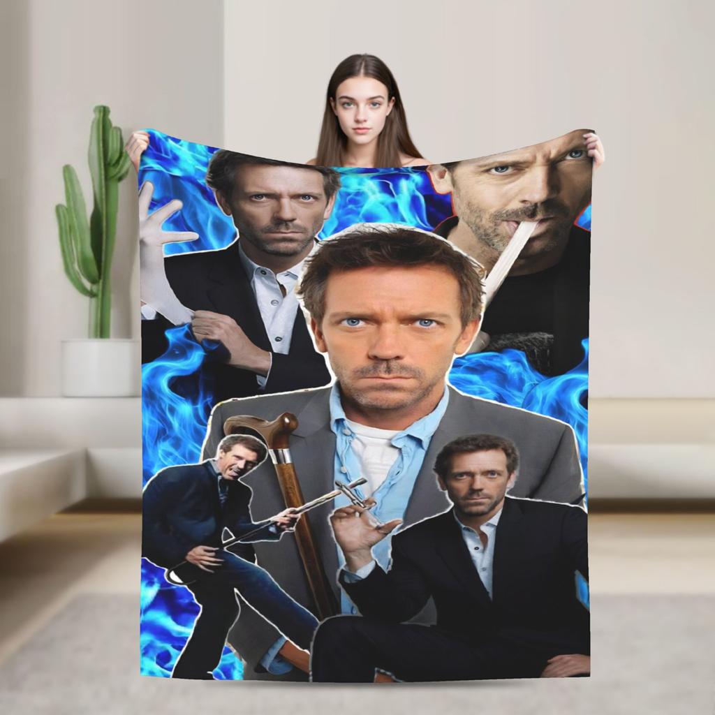 Dr. Gregory House Television Poster Blanket Warm Soft Plush Bedding Throws For Bedroom Travel Office Flannel Bedspread Bed Cover
