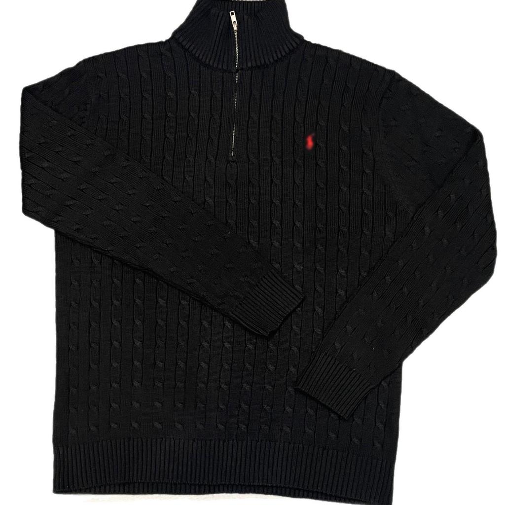 Embroidered Autumn-Winter Cable Knit Polo Sweater: Half-Zip Pullover with High Neck for Couples