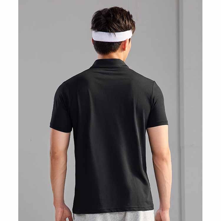 Li-Ning Solid Color Logo Embroidered Stand Collar Short Sleeve Polo Shirt Men Polo Shirts Black YPLT023-1