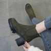 Fashion 2025 Winter Chunky Heels  Women Fashion Stretch Fabric Ankle Boots Shoes Classical Femeal Woman Boats Size 35-41