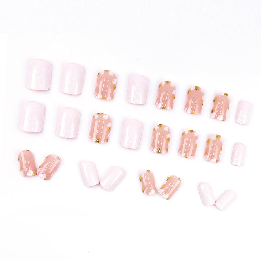 24 Pieces New Wear Nail Short Nail Art Niche High-end Gilt Aesthetic Petal Wind False Nails