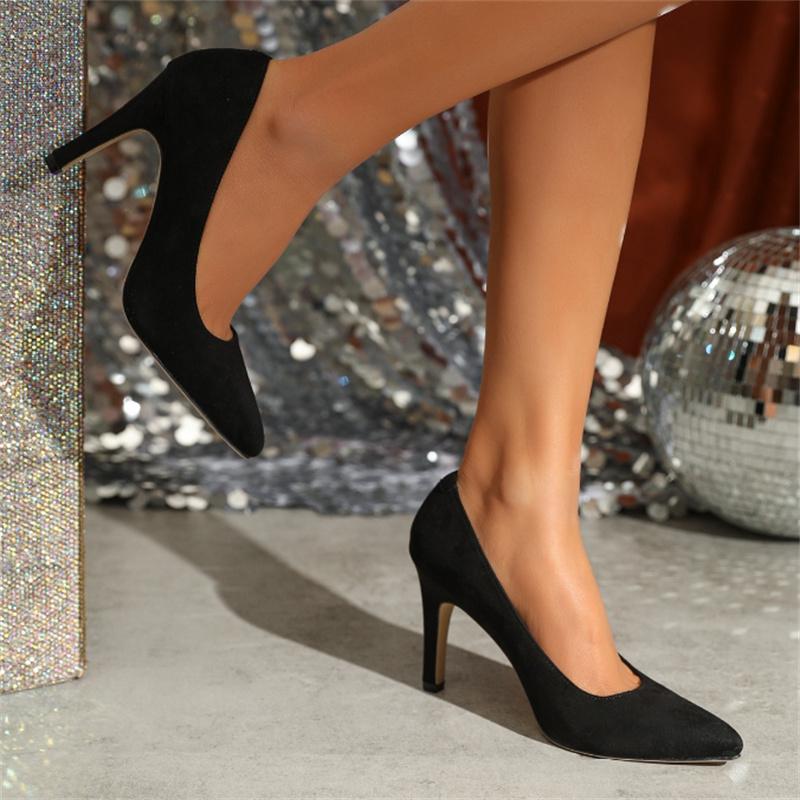 Mode Übergröße 35-43 Schuhe Neue Mode Wildleder High Heels für Damen 8cm Stiletto Spitzzehe Bankett Hochzeitsparty Büro Damen Pumps