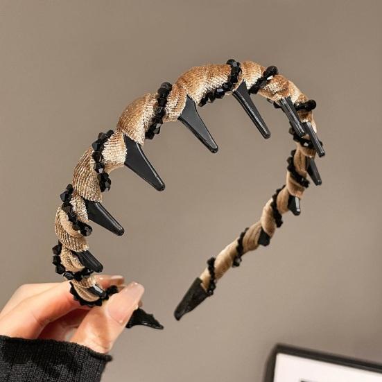 Women Headband Sparkling Rhinestones Decor Anti-slip Teeth Hair Hoop Versatile