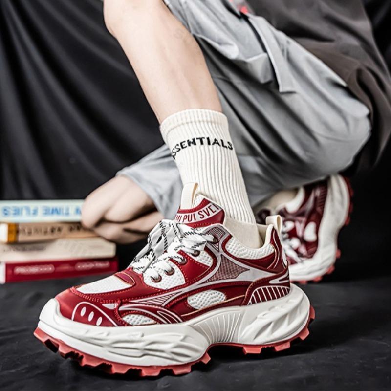 Mode Herrenschuhe Sommer 2025 Mesh Atmungsaktiv Lässige Sportschuhe Modetrend Vielseitig Dicke Sohle Höhenerhöhend Klobige Sneaker