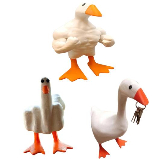 Funny Magnetic Duck Ornament with Suction Cup Mini Resin Prank Figurine for Desk Office Garden Cute Quirky Duck Figure Unique Gift for Coworkers