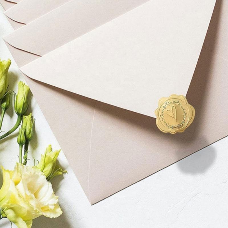 125pcs Embossed Seal Stickers Gold Silver Heart Envelope Self-Adhesive Stickers for Wedding Invitation Gift Packaging Bag Box