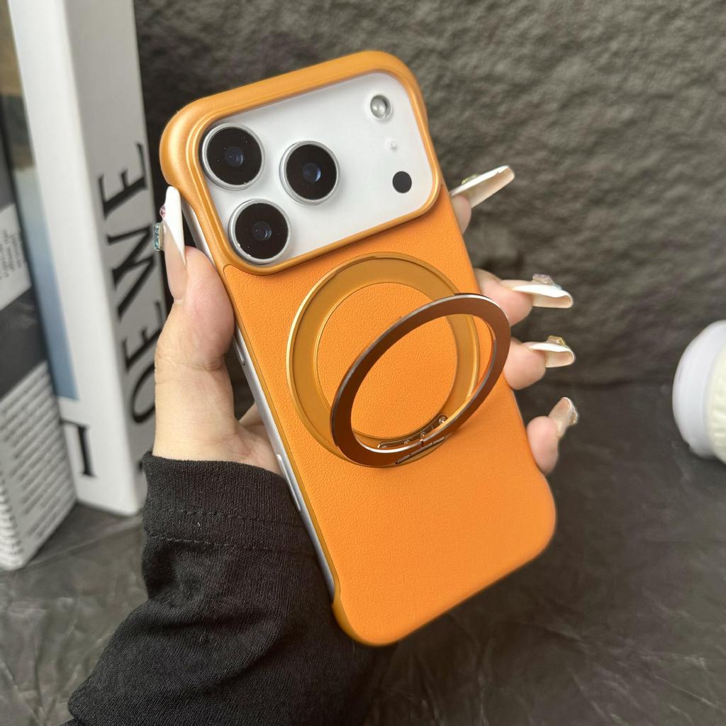 iPhone 13–17 Pro Max Magnetic Rotating Stand Frameless Protective Case