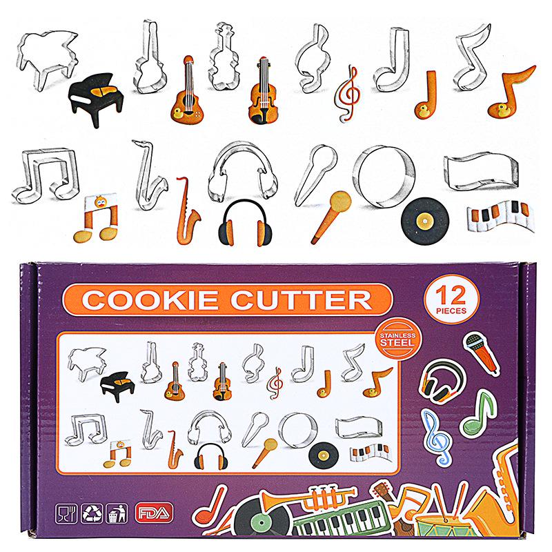12-Piece Stainless Steel Cookie Cutter Set: Easter, Rabbit, Dinosaur, Christmas