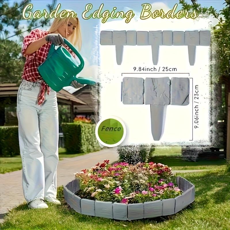 30pcs Durable Weather-Resistant Plastic Garden Boundary Fence | Interlocking Stone-Effect Mini Fence for Flower Beds