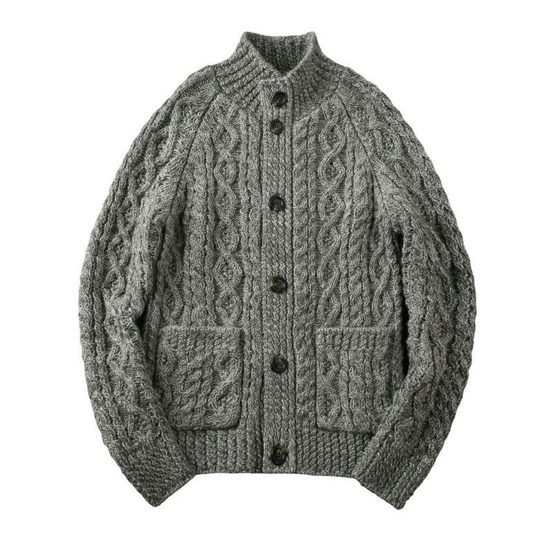 Heavyweight Continuation! Coarse Wool Cardigan! Italian Order Men's Autumn and Winter Stand-Up Collar Thickened Knitted Sweater Jacket
