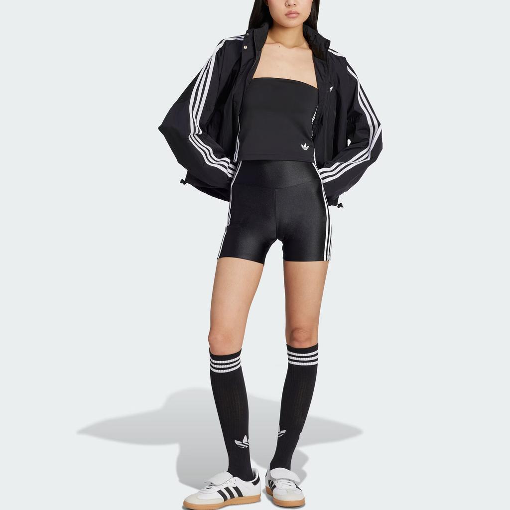 Adidas Originals Adicolor Ss25 Corta-vento Tecido Logo Três Listras Clássico Esportivo Gola Alta Jaqueta de Manga Comprida Jaqueta Feminina JX1451