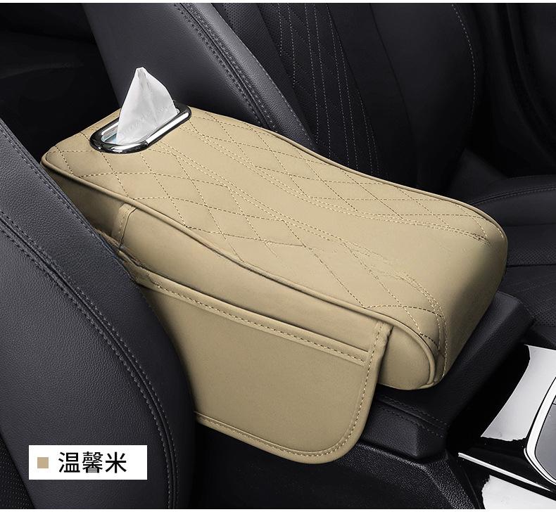 3 In 1 Car Armrest Box Cushion Universal Storage Bag Car Tissue Box Central Elbow Height Pad Multifunctional Tissue Boxes