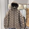 Womens Lightweight Puffer Jacket With Hood Quilted Square Design Duck Down Fill Plus Size Loose Fit Winter Coat