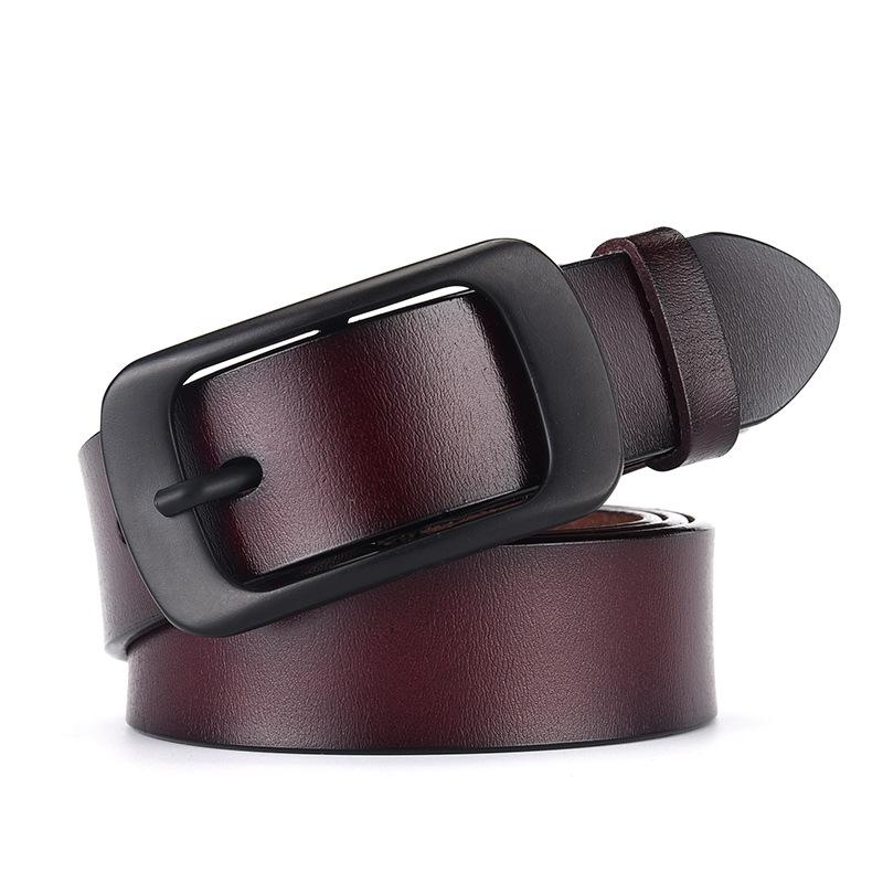 

Черный ремень из натуральной коровьей кожи с пряжкой, широкий ремень в стиле ретро, повседневный простой ремень для джинсов 110cm темно-коричневого