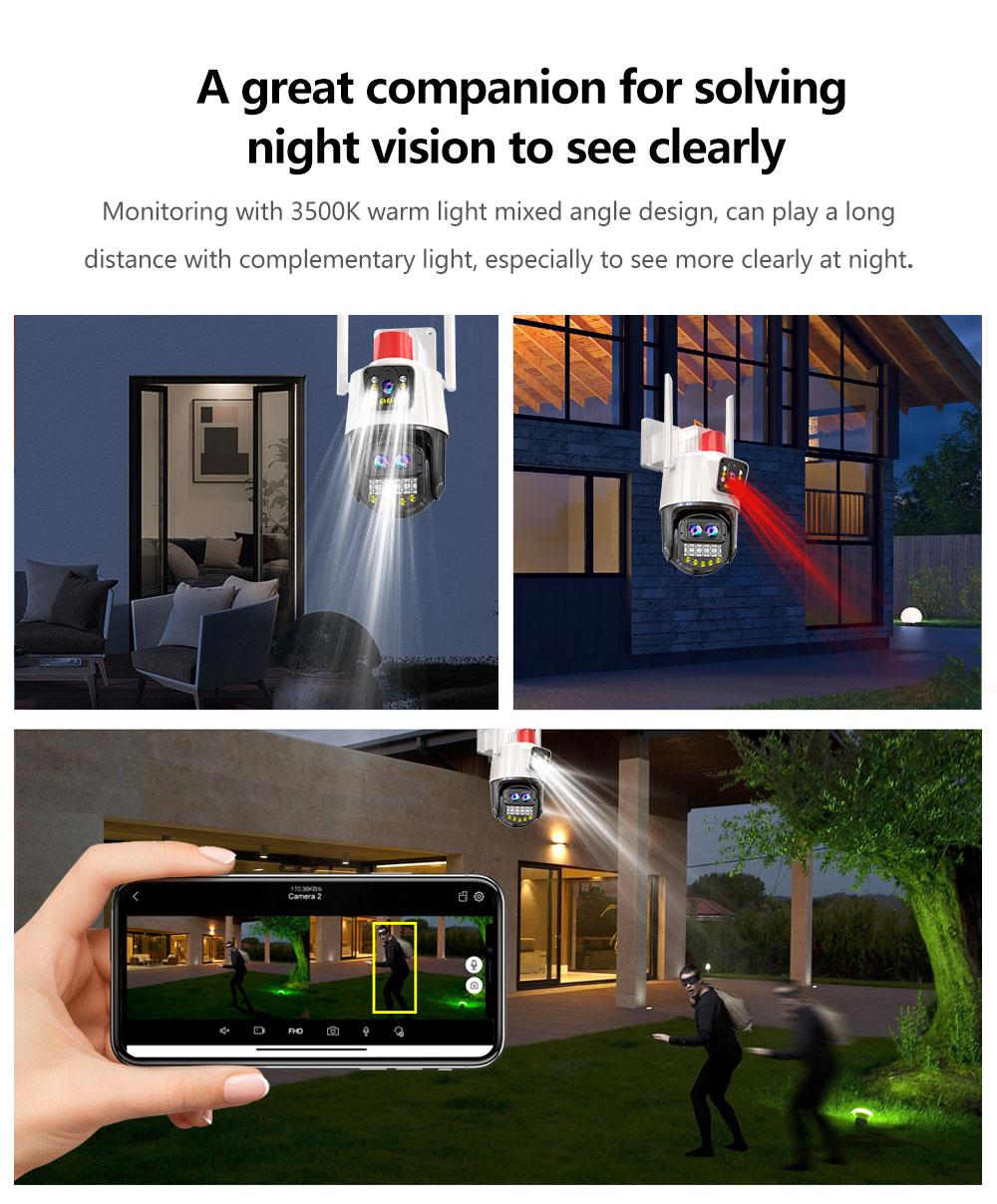 

Luowice 9MP WiFi/RG45/hotspot Camera 10X Zoom Three Lens Two Screen Multi-person Humanoid Detection CCTV Video Surveillance 128GB SD CARD