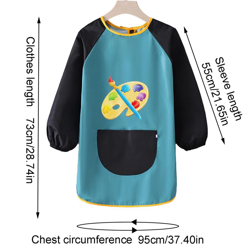 Children's Painting Aprons Waterproof Long Sleeved Cover Kindergarten Art Painting Reverse Dressing Baby Eating Bib Kids Apron