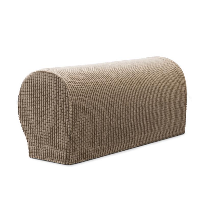 Plaid Stretch Non-Slip Sofa Armrest Cover - Thickened Solid Color Protective Textile