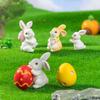 Multicolor Miniature Knickknacks Resin Cartoon Buuny Statue  Bonsai Ornament