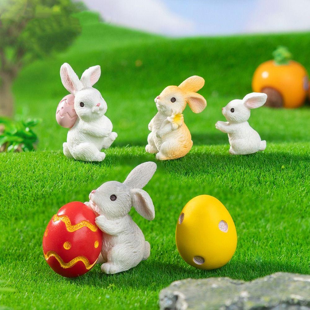 Multicolor Miniature Knickknacks Resin Cartoon Buuny Statue  Bonsai Ornament