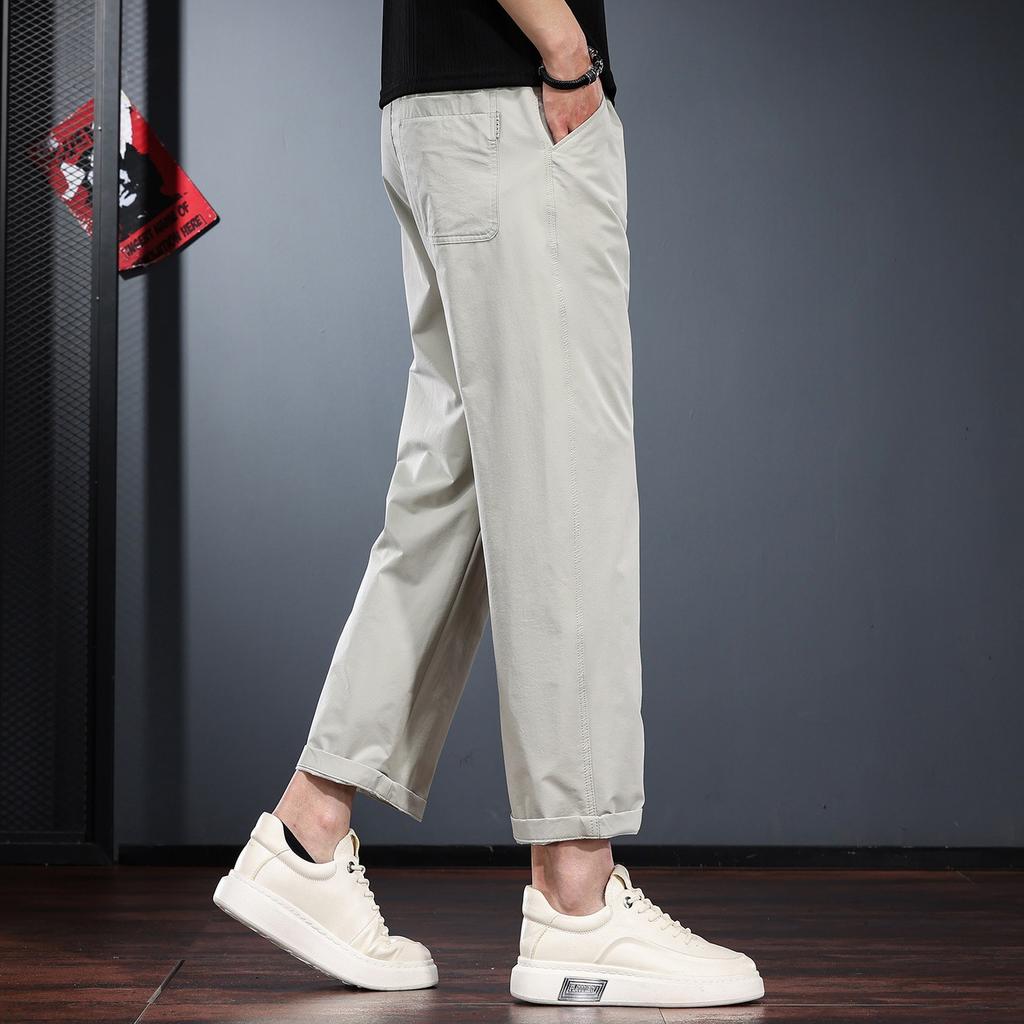 Light-colored Woven Nine-point Straight Men's Summer New Loose and Simple Outdoor Commuting Versatile Quick-drying Casual Pants
