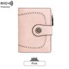 2023 RFID Women's Oil Wax Leather Wallet: Short Card Holder with Coin Purse and Fashion Buckle Zipper.