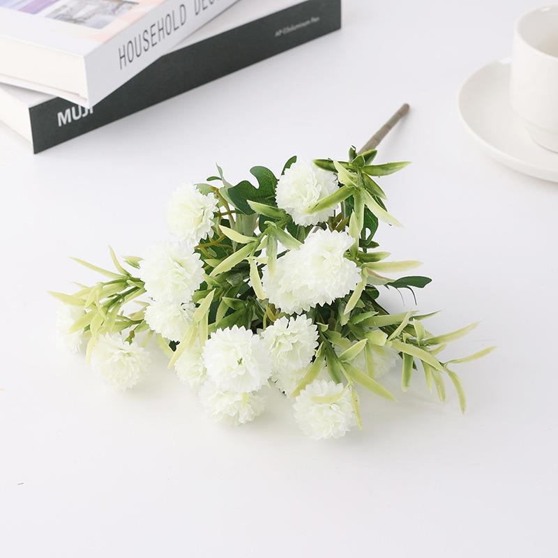 4 Bunches Fake Flower with Stems Small Carnation Artificial Flowers Bulk Silk Carnation Flowers for Outdoors Wedding Home Hotel Decorations