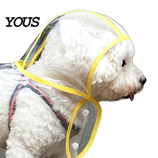 Dog Rainwear Clear Raincoat Poncho, Waterproof EVA Rain Suit for Small Medium Dogs, Pet Jacket with Hood And Leash Hole, Teddy Bichon Outdoor Walking