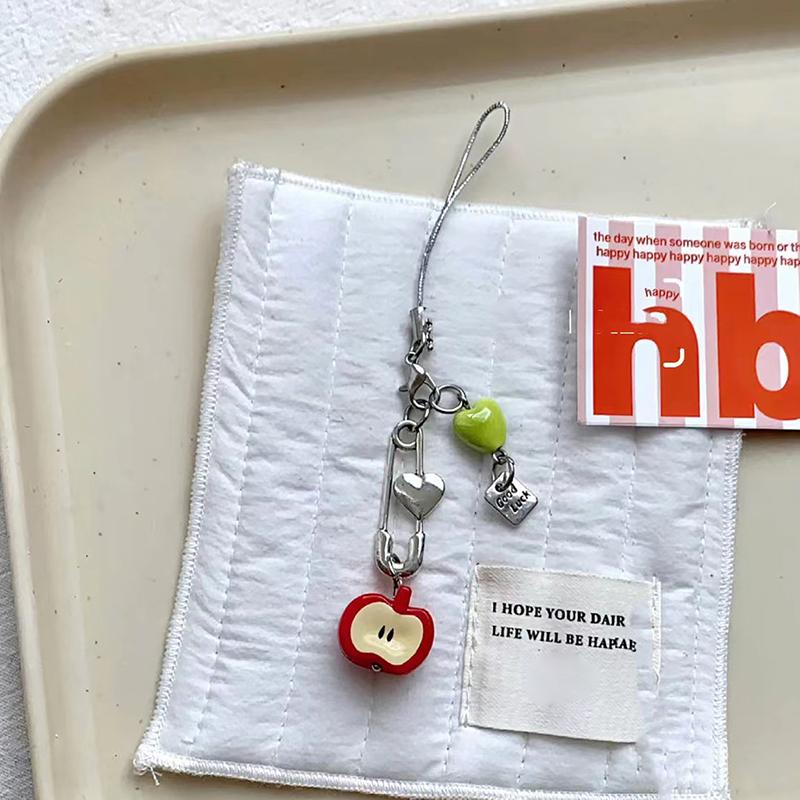 

Аксессуары для самостоятельного изготовления, брелок для телефона с фруктами, сладкое красное яблоко, брелок в форме сердца, подвеска на рюкзак