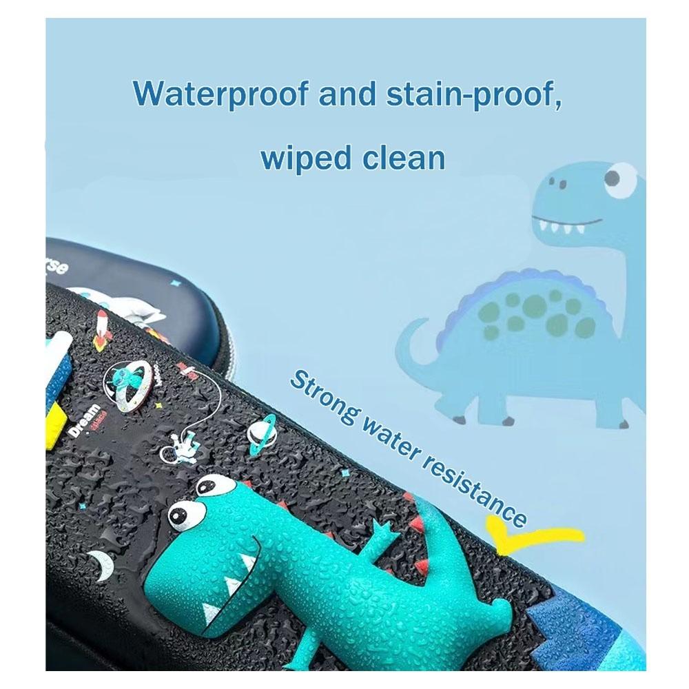 Cartoon 3D Dinosaurs Pencil Case EVA Large Capacity Pen Bag Waterproof Zipper Closure Stationery Storage Box Girls Boys
