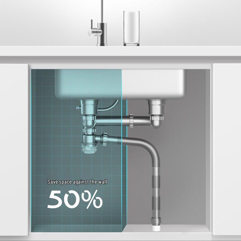 304 Stainless Steel Kitchen Sink with Deodorant Drainer and Retractable Drain Pipe