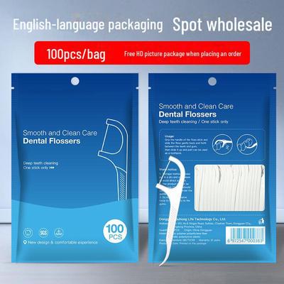 Tragbarer hochfester Zahnseide-Stick in neutraler Verpackung (100 Stück, Reißverschlussbeutel)