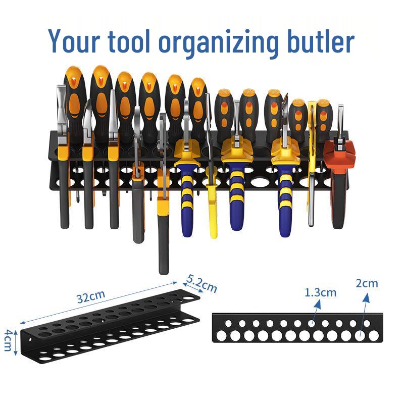 Wall-Mounted Multi-Functional Tool Holder and Storage Rack