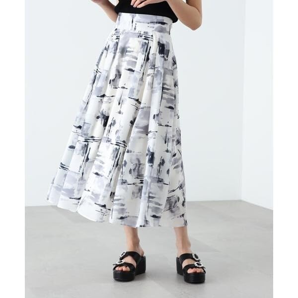 JILL by JILL STUART Women's Reflective Print Tuck Skirt (125-3120005) In White (Pre-order Available from Late March To Early April)