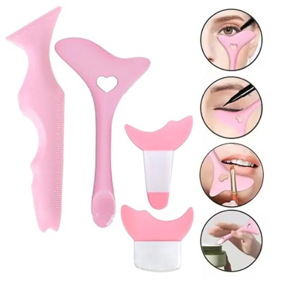 Eyeliner Stencils Wing Tips Silicone Beauty Ruler Makeup Tools Set for Eyeshadow Lipstick Eyebrow Drawing Aid