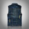 Vestă de motocicletă din denim ruptă, coreeană, slim fit, pentru bărbați - vestă la modă de mărime mare