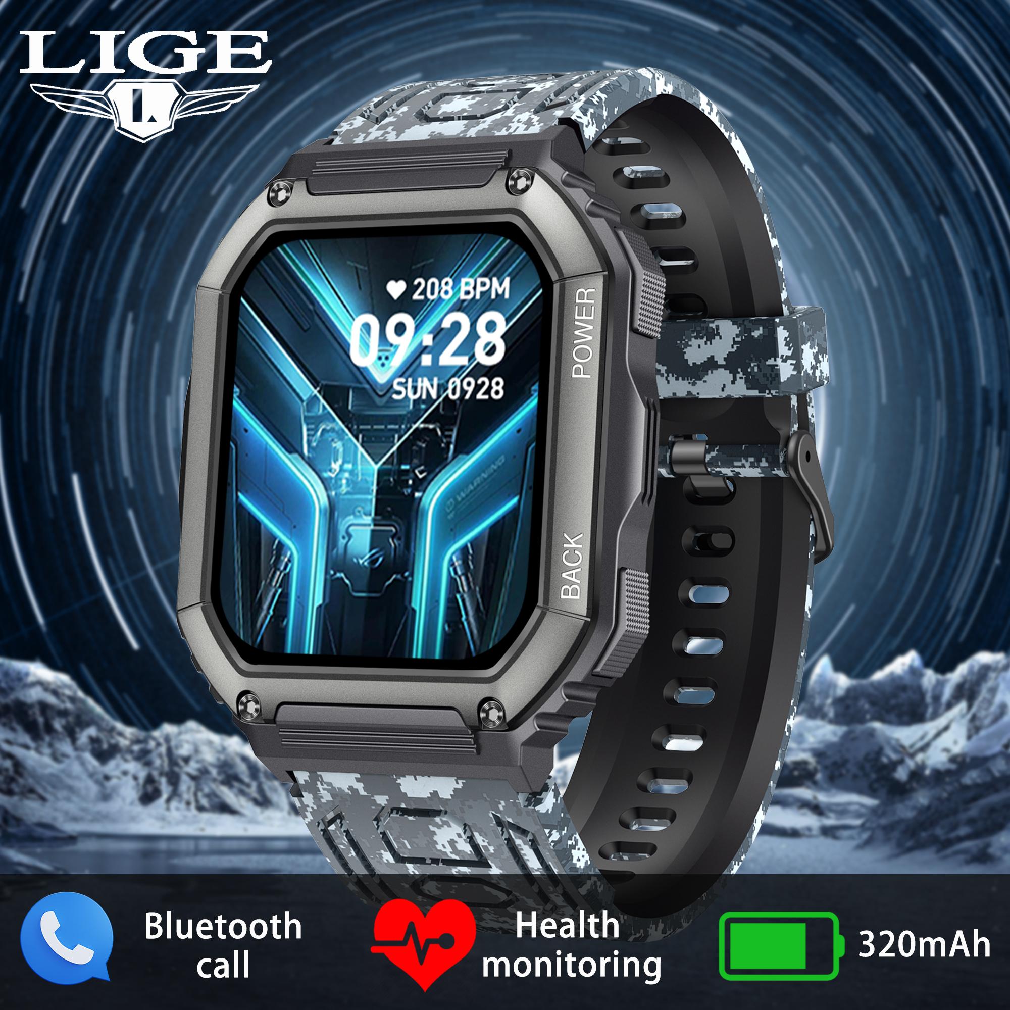 

LIGE новые оригинальные камуфляжные спортивные умные часы мужские фитнес-отслеживание здоровья водостойкий умный браслет мужской подарок
