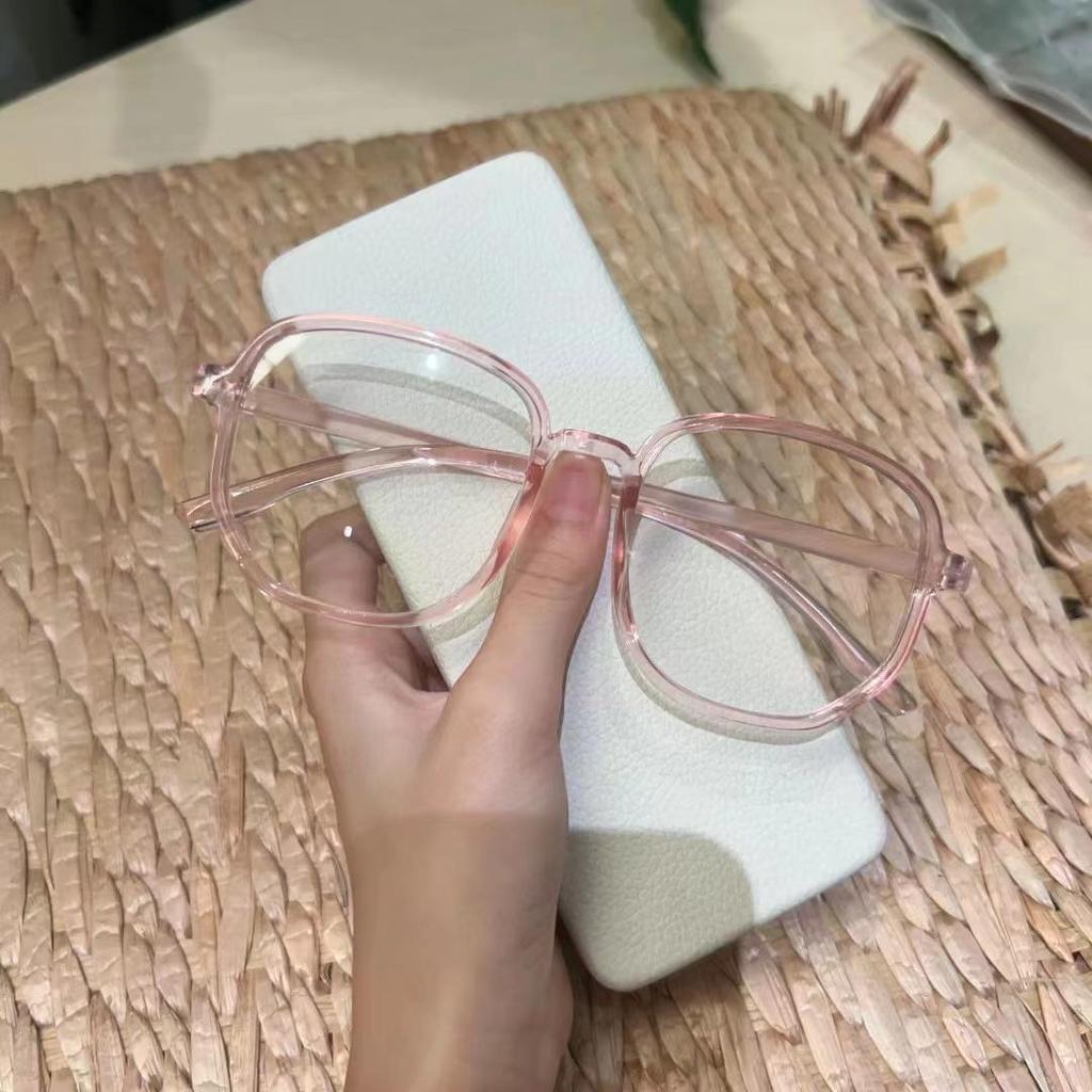 Large Frame Polygonal Blue Light Blocking Glasses with Clear Lenses for Trendy Students