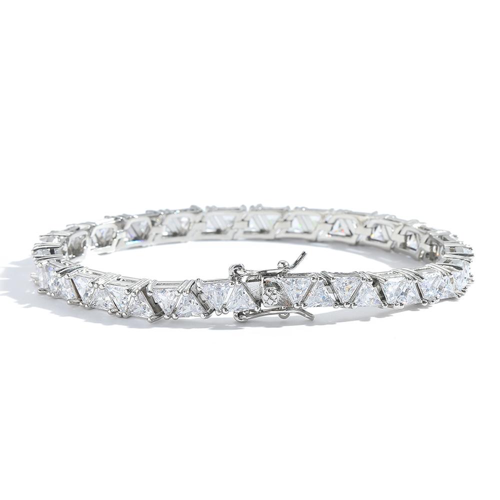 BB245 Brass Cubic Zircon Triangle Shape Stone Bracelets for Men and Women 7inch(17.78cm)