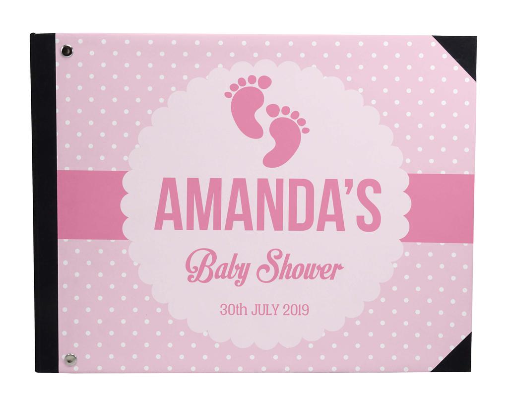 Darling Souvenir Blue Seamless Heart & Baby Objects Personalized Printed Baby Shower  Guest  Book  Scrapbook-7 x 9