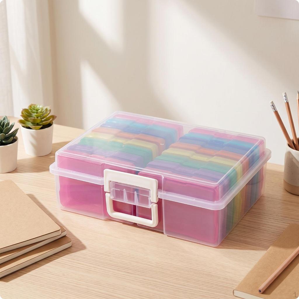 Fotoaufbewahrungsbox mit Innenfächern Mehrfarbig Tragbarer Bastelorganizer