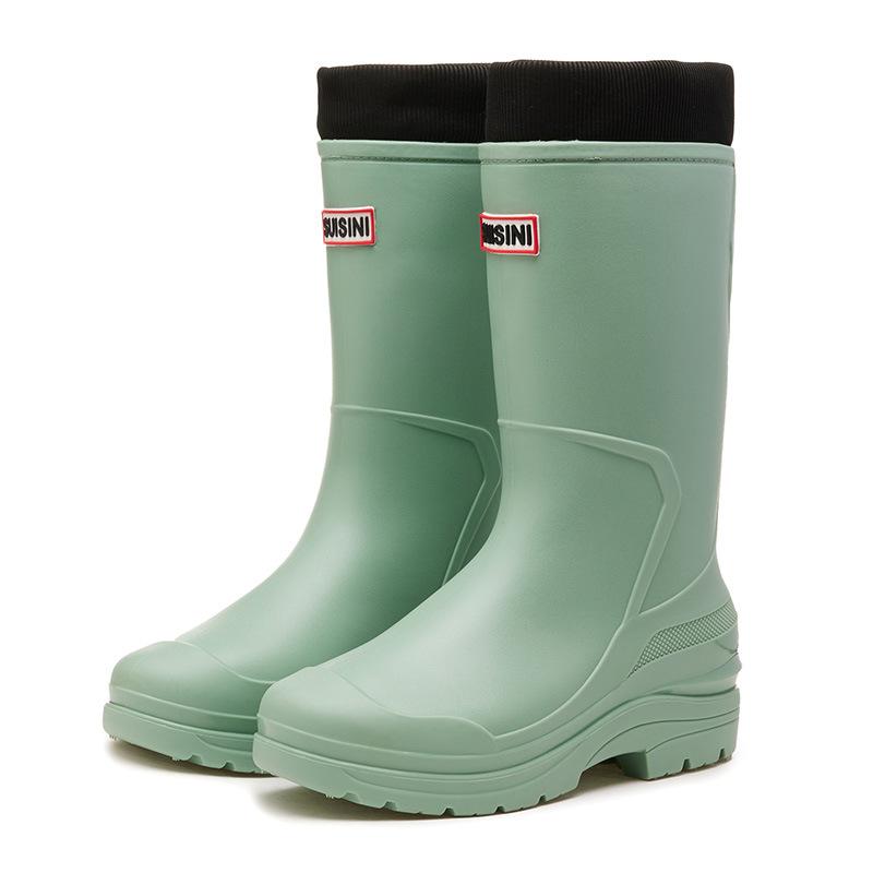

Женские теплые непромокаемые ботинки из хлопка со средней и высокой трубкой, водонепроницаемые и нескользящие рабочие резиновые ботинки, водонепроницаемые сапоги для кухни, водонепроницаемые сапоги 41