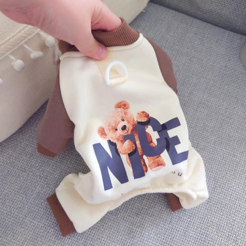 Haustier-Herbstpyjamas: Outfit für 4-Beine mit Leinen-Schlaufe für Bichon Frisé und Teddybär