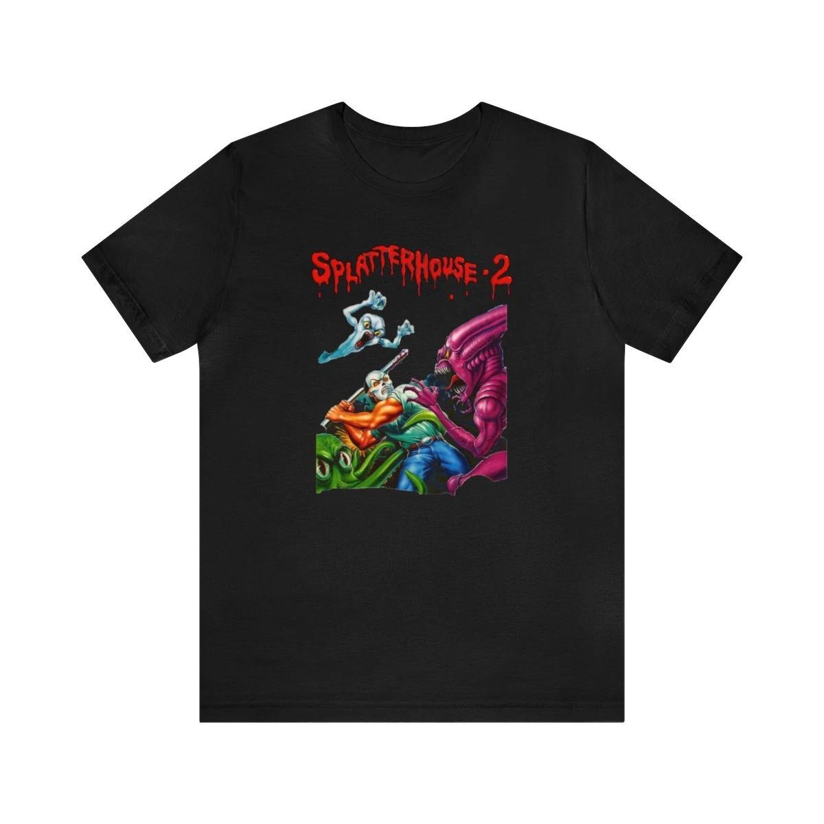 Splatterhouse 2 Sega Genesis Retro Style Pixel Art Unisex Short Sleeve 100% Cotton T-shirt Mens Tees Top 2XL
