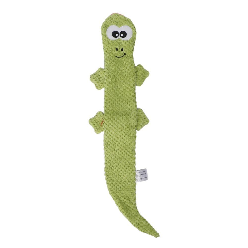 Fabric Dog Chew Toy Crinkle Paper Cartoon Lizard Squeaky Toy Flexible Texture Lightweight Lizard Dog Toy Interactive Play зелёный