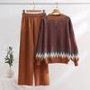 Women's Temperament Two-piece Knitted Suit Loose Sweater Wide Leg Pants