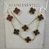 13mm Clover Pendant Necklace Bracelet Earring Set 18K Gold Plated Stainless Steel Jewelry Women Men
