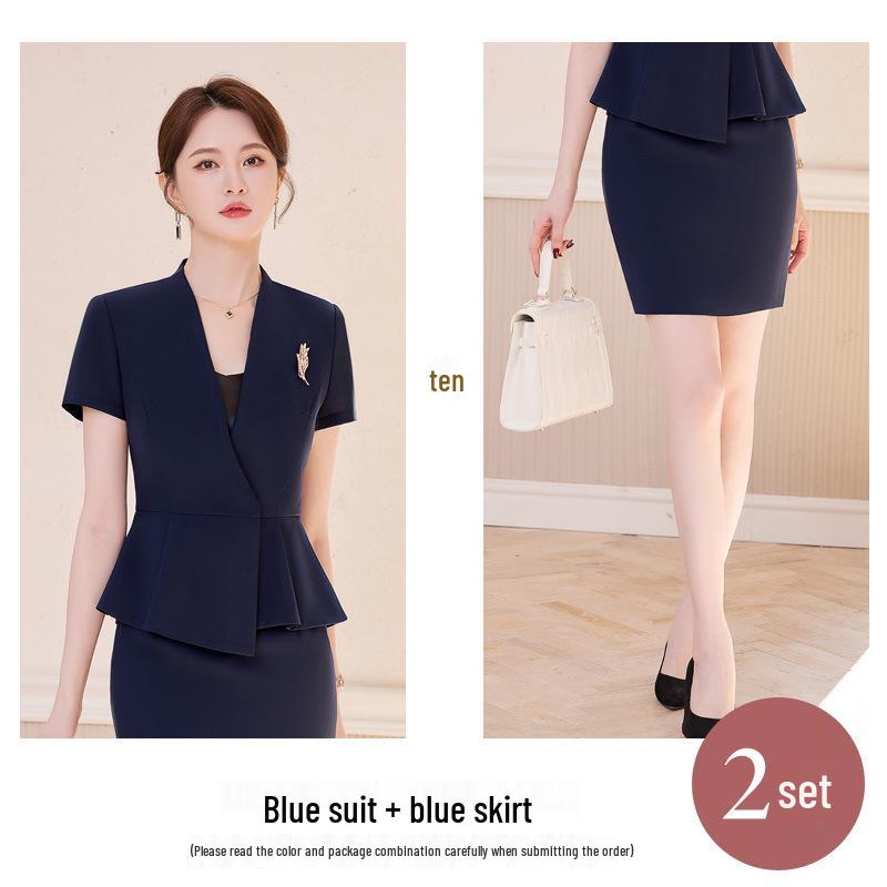 Women's High-End Professional Short-Sleeve Suit for Jewelry Store or Salon Receptionists