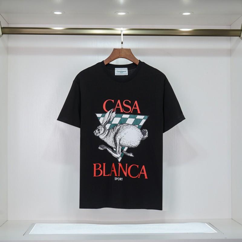 280g Double Yarn Cotton T-Shirt Couples Casablanca Castle Print Short Sleeve Round Neck Loose Fit