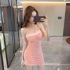 Temperament Celebrity Sexy Mesh Low Chest Lotus Leaf Bottom Suspender Hip Skirt Short Dress Women's Autumn and Winter