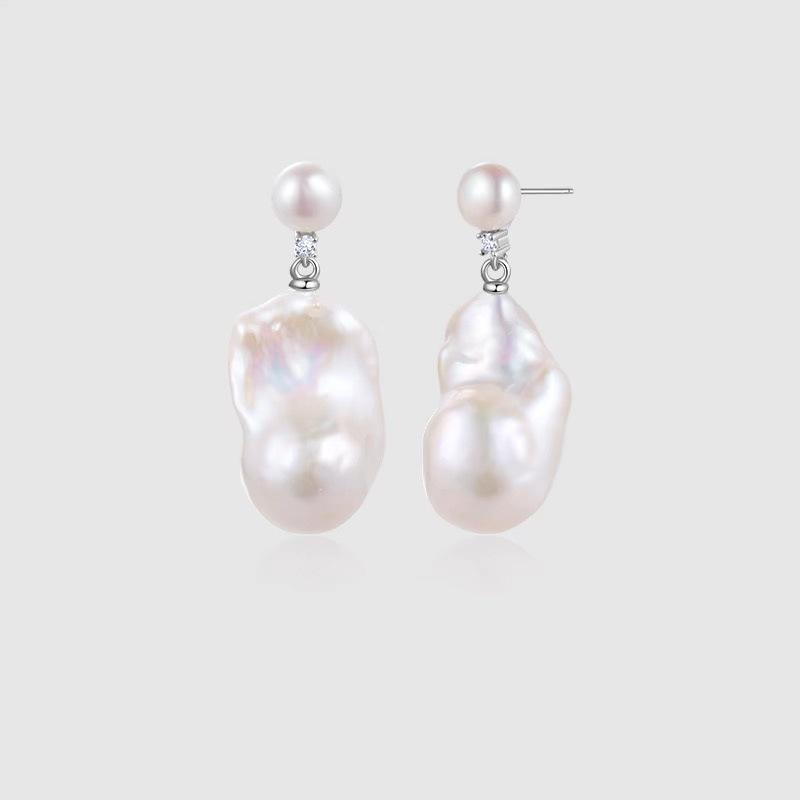 Baroque Pearl Dangle Earrings for Women - Elegant High-End Luxury Studs